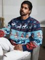 Extended Sizes Men Plus Christmas Pattern Sweater