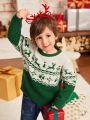 SHEIN Toddler Boys Christmas Pattern Sweater