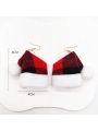 1pair Knit Fabric Christmas Hat Shaped Earrings, Perfect For Christmas Party