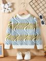 Boys' Color Block Striped Crew Neck Pullover Sweater