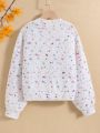 SHEIN Kids EVRYDAY Tween Girl Popcorn Knit Drop Shoulder Sweater