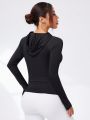 Yoga Basic Slim Fit Yoga Workout Jacket, Bodycon