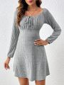 Solid Color Long Sleeve Casual Dress