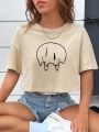 SHEIN X Ophie Art Creations Cartoon Graphic Drop Shoulder Tee