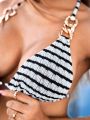 SHEIN Swim BAE Women'S Striped Swimsuit Set