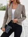 SHEIN Clasi All-over Print Lapel Collar Women's Blazer