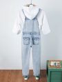 Boys' Denim Overalls With Distressed Finish, Suitable For Teenagers