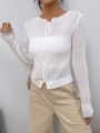 SHEIN EZwear Button Front Ribbed Knit Cardigan