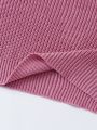 Young Girl Drop Shoulder Ribbed Knit Sweater