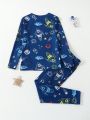 Boys' Night Glow Cosmic Element Printed Tight Home Wear Set