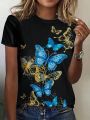 Butterfly Pattern Crop T-Shirt