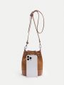 SHEIN BIZwear Drawstring PU Leather Shoulder Bag