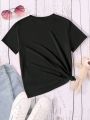 Girls' Casual Love Pattern Round Neck Short-sleeved T-shirt