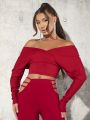 SHEIN Tall Ladies Off Shoulder Crop Top