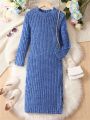 Tween Girl Solid Ribbed Knit Dress