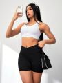 Yoga Basic Solid Color Sports Shorts With Pockets