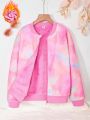 SHEIN Kids EVRYDAY Girls' Tie Dye Fleece-lined Jacket