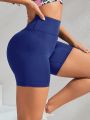 SHEIN Wide Waistband Sports Shorts With Phone Pocket