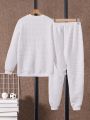 Teenage Boys' Letter Printed Sweatshirt And Long Pants Set