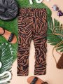 Young Girl Zebra Striped Ruched Pants