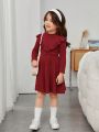 SHEIN Kids EVRYDAY Toddler Girls' Casual Comfortable Ruffle Trimmed Dress