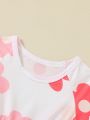 Baby Girls' Cute Flower Printed Raglan Sleeve Dress