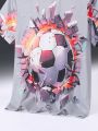 SHEIN Kids SPRTY Tween Boy Loose Fit Athletic 3d Soccer Pattern Short-Sleeve T-Shirt