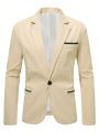 Extended Sizes Men's Plus Size Contrast Binding Collar Suit Jacket With Trim