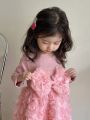 Young Girl'S Long Sleeve Dress With 3d Flower Detail