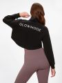 GLOWMODE Modal Silk Touch Zip-Up Cropped Turtleneck Logo Jacket