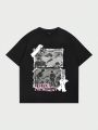 ROMWE Grunge Punk Men's T-shirt With Characters And Slogan Print