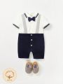 Cozy Cub Baby Boy Color-block Short Jumpsuit With Bowtie, Summer