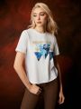 Game of Thrones X SHEIN Crew Neck Short Sleeve Print T-Shirt