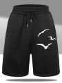 Men's Seagull Printed Drawstring Waist Shorts