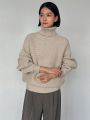 FRIFUL Women'S Turtleneck Batwing Sleeve Sweater