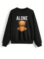 Penofgodstudio Women'S Cartoon Bear Printed Round Neck Sweatshirt