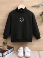 SHEIN Kids EVRYDAY Young Boy Expression Print Thermal Lined Sweatshirt