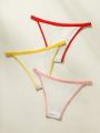 SHEIN 3pcs Letter Graphic Contrast Binding Thong