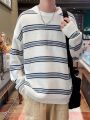 Manfinity Hypemode Men'S Striped Drop Shoulder Long Sleeve Sweater With Round Neck