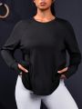 Yoga Basic Plus Size Solid Color Long Sleeve Athletic T-Shirt