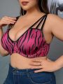 Plus Size Women's Zebra Stripe Multi-Strap Bralette