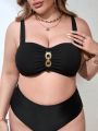 SHEIN Swim Chicsea Plus Size Women's Ruched Swimsuit Top