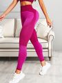 Yoga Future Striped Print Wideband Waist Sports Leggings