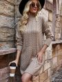 SHEIN Frenchy Batwing Sleeve Twist Knit Sweater Dress