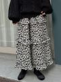 FRIFUL Women's Leopard Print Black & White Long Skirt