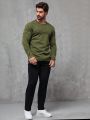 Extended Sizes Men'S Plus Size Solid Color Sweater With Round Neckline