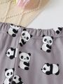 Tween Girl Panda & Slogan Graphic Tee & Pants PJ Set