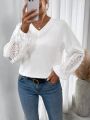 SHEIN VCAY Solid Color Embroidery Casual Shirt