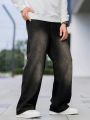 Men'S Wide Leg Jeans Washed By Water