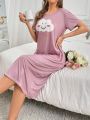 Women's Sleep Dress With Cloud Pattern